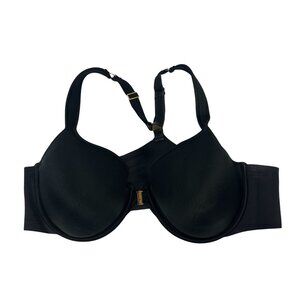 Aisilin Black Full Coverage Underwire Bra Gold Front Clasp Closure 44D